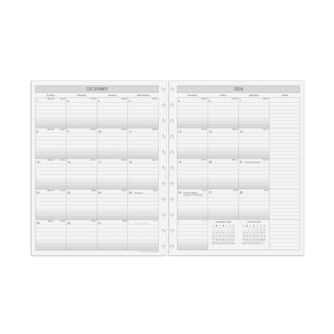 Month on 2 Pages Tabbed Deluxe Planner Calendar Refill – RAINBOW