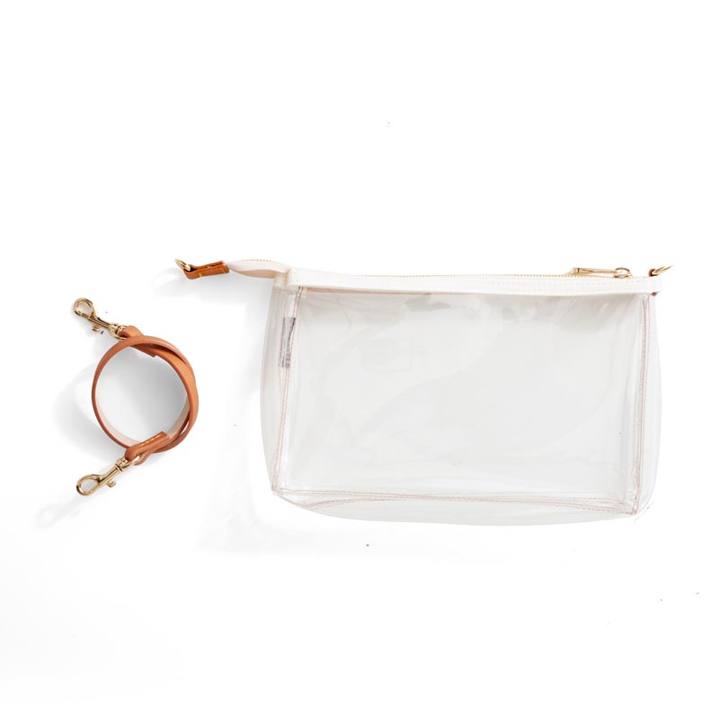 Stadium Clear bag with Gold Trim and Guitar Strap – Christy M Boutique 6700  Snider Plaza Dallas TX 75205